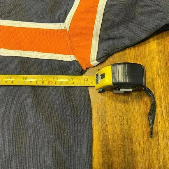 Harley Davidson Motorcycles Black Orange Striped Golf Polo Large - Picture 6 of 7